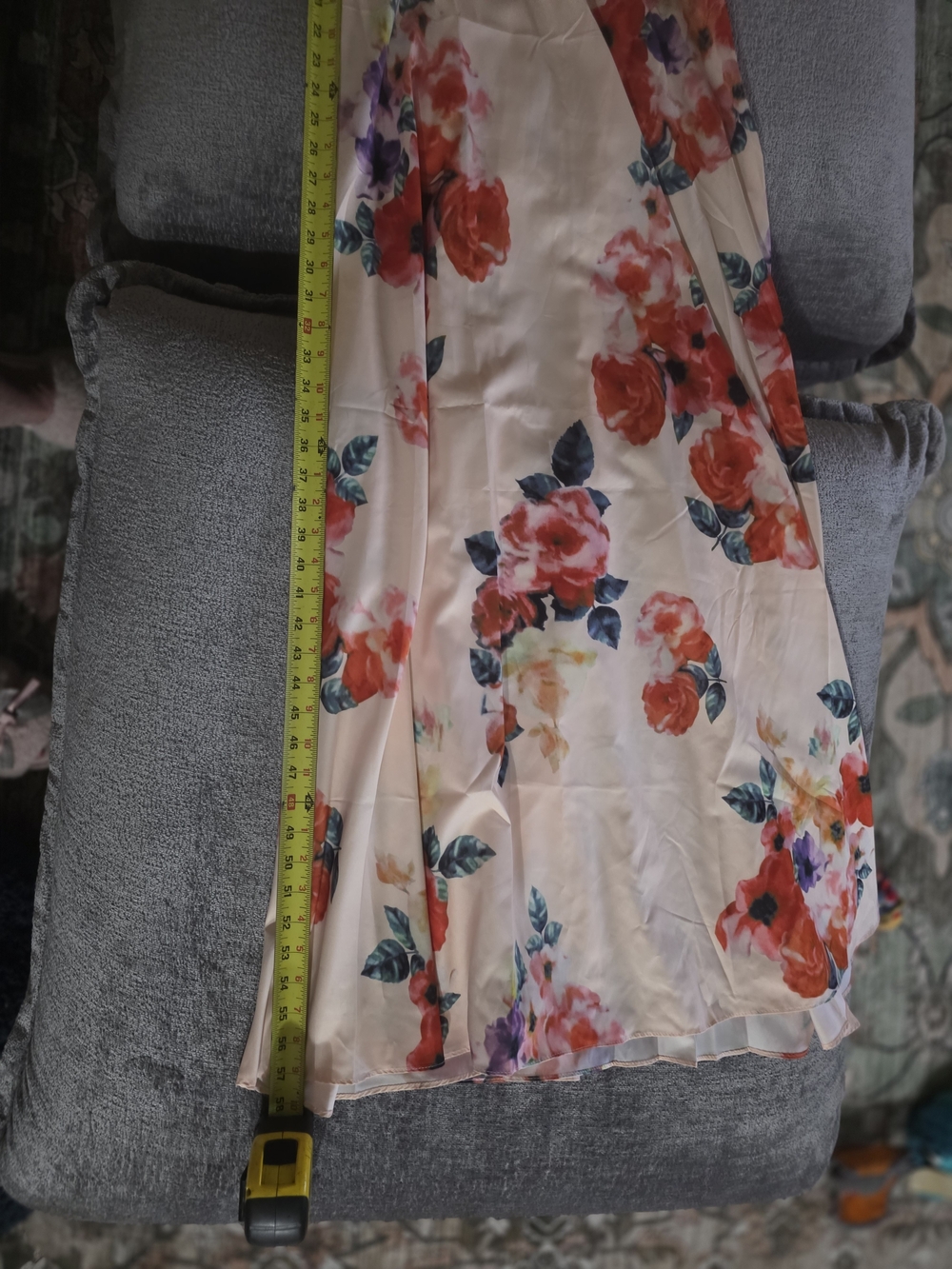 Peach Floral Tie-Shoulder Maxi Size Large - Picture 3 of 6